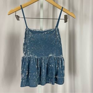 American Eagle Outfitters Blue Velvet Crop Top